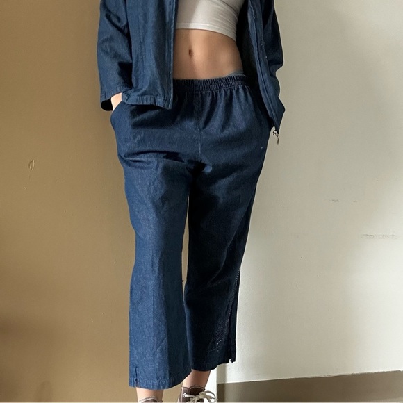 Vintage Retro 80s Jenny Bedazzled Embroidered Blue 2 Piece Set Size XL - Picture 9 of 9